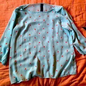 Shear Blue Rain Elephant Print top